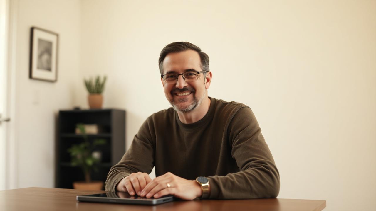 Seraph founder seated at a table, explaining how Seraph works